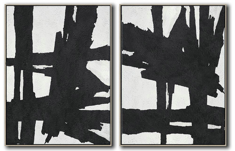 Large Abstract Art,Set Of 2 Minimal Painting On Canvas - Acrylic Painting On Canvas